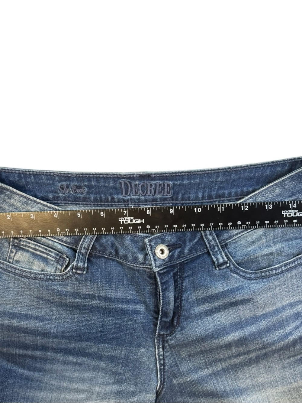 Decree Women's Dark Blue Flare Jeans with Embroidered Back Pocket - Picture 8 of 10